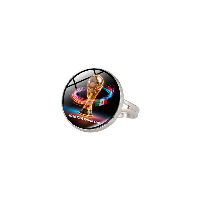 Vintage Sporty Geometric Alloy Plated Ring Unisex World Cup Trophy Pattern Jewelry