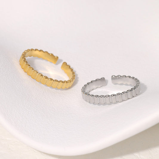 Minimalist Geometric Stainless Steel Adjustable Open Ring with Plating Finish for Women