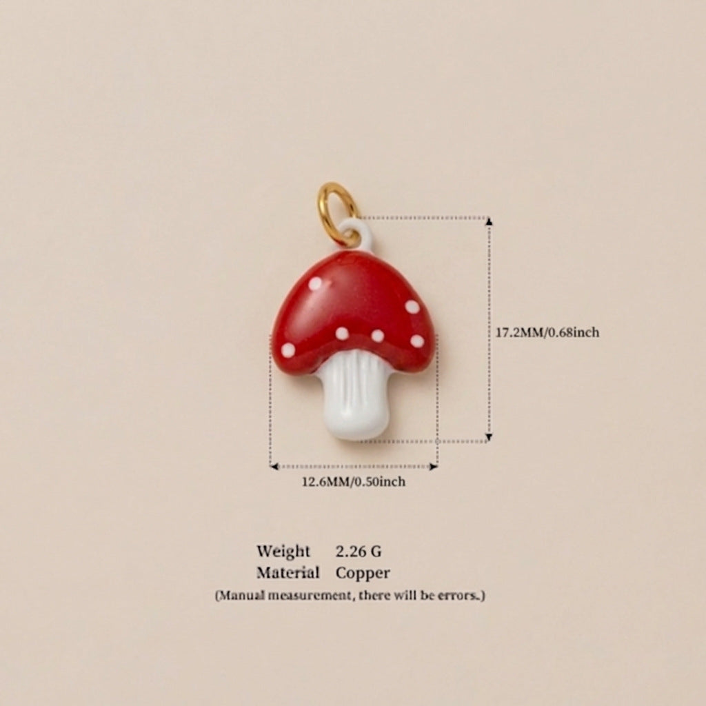 Vintage 18K Gold Plated Stainless Steel Mushroom Charm Bar