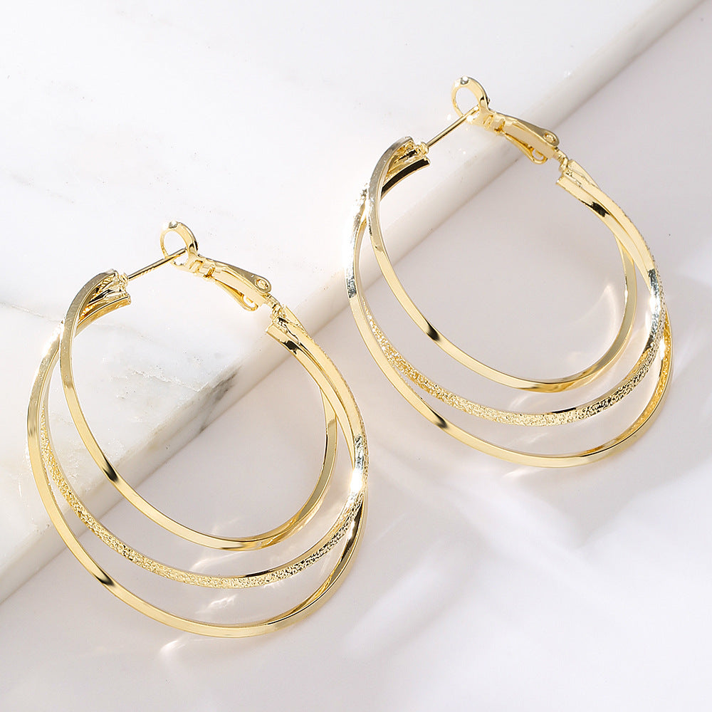 Orecchini a cerchio grandi geometrici minimalisti da donna in rame con placcatura in oro 18 carati