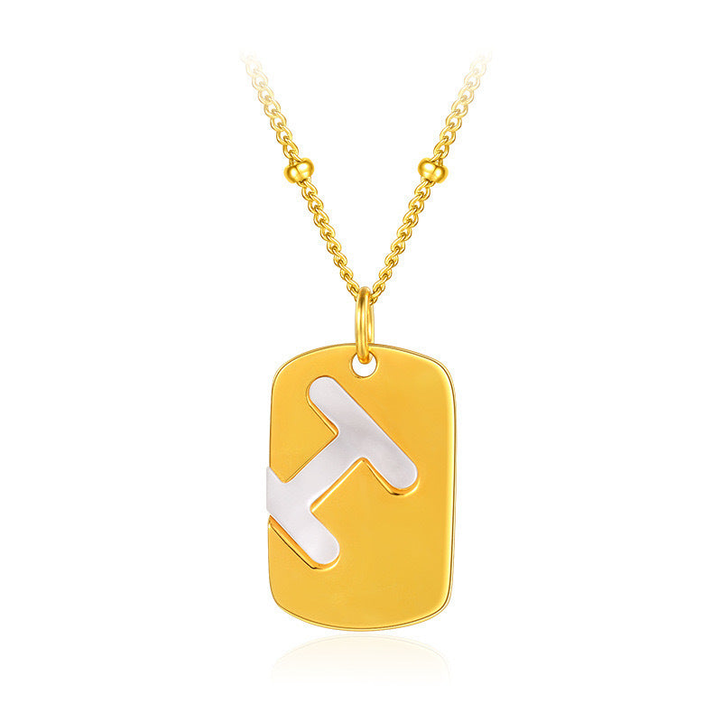 Minimalist Letter H Pendant Necklace in Titanium Steel with Plated Finish for Women and Men