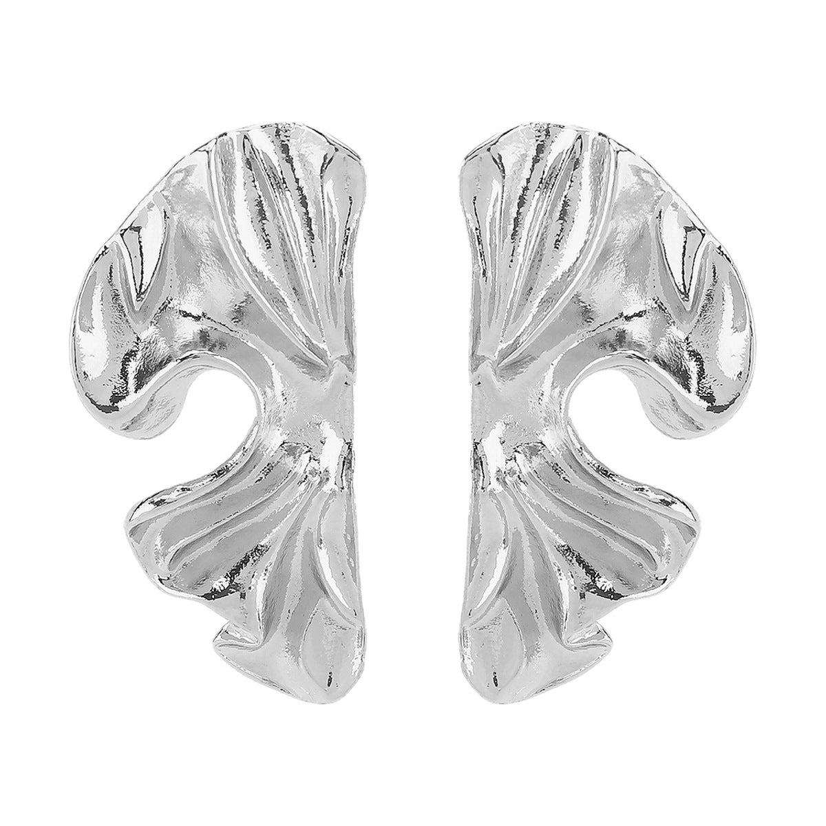 Orecchini a perno da donna con design geometrico minimalista e pieghevole in lega con finitura placcata