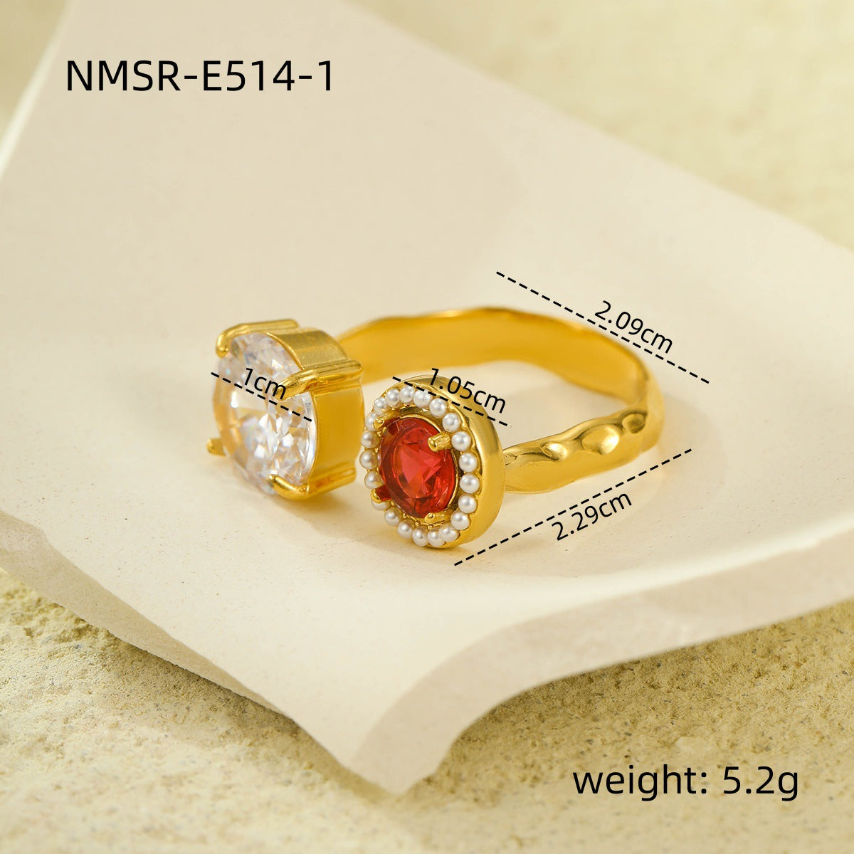 Anello Minimalista Geometrico in Acciaio Inossidabile con Cuore di Strass per Donna