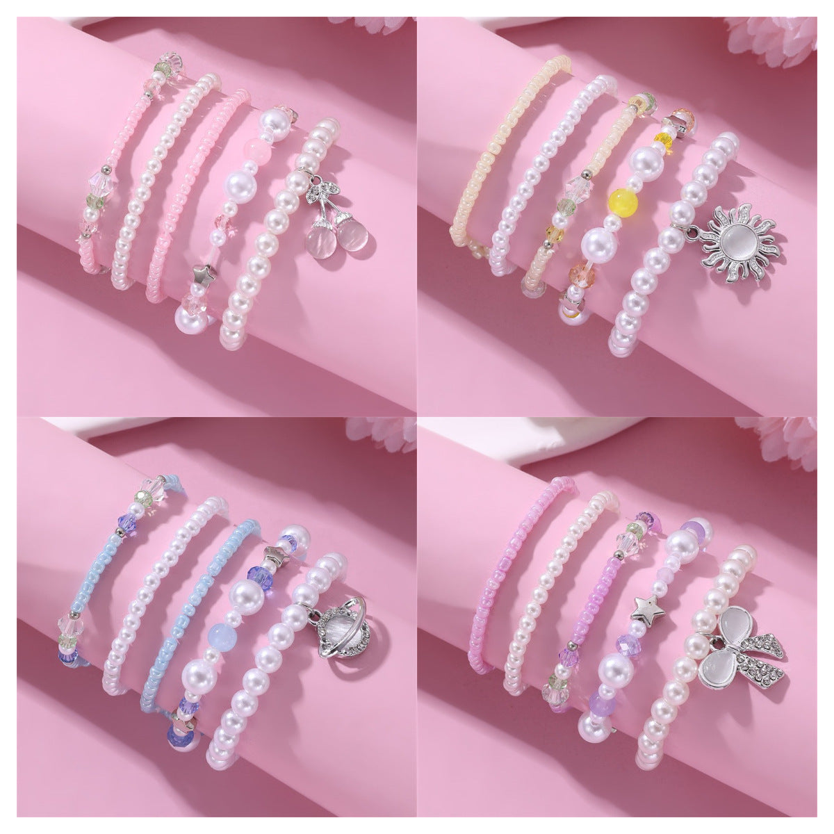 Pulsera de resina con colgante de cereza hecha a mano para niñas, diseño de estrella estilo princesa