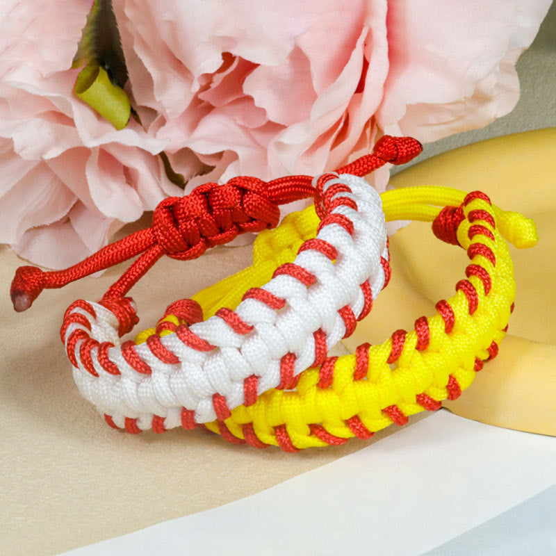 Geometric Polka Dot Woven Paracord Bracelet Adjustable Outdoor Survival Friendship Bangle for Unisex