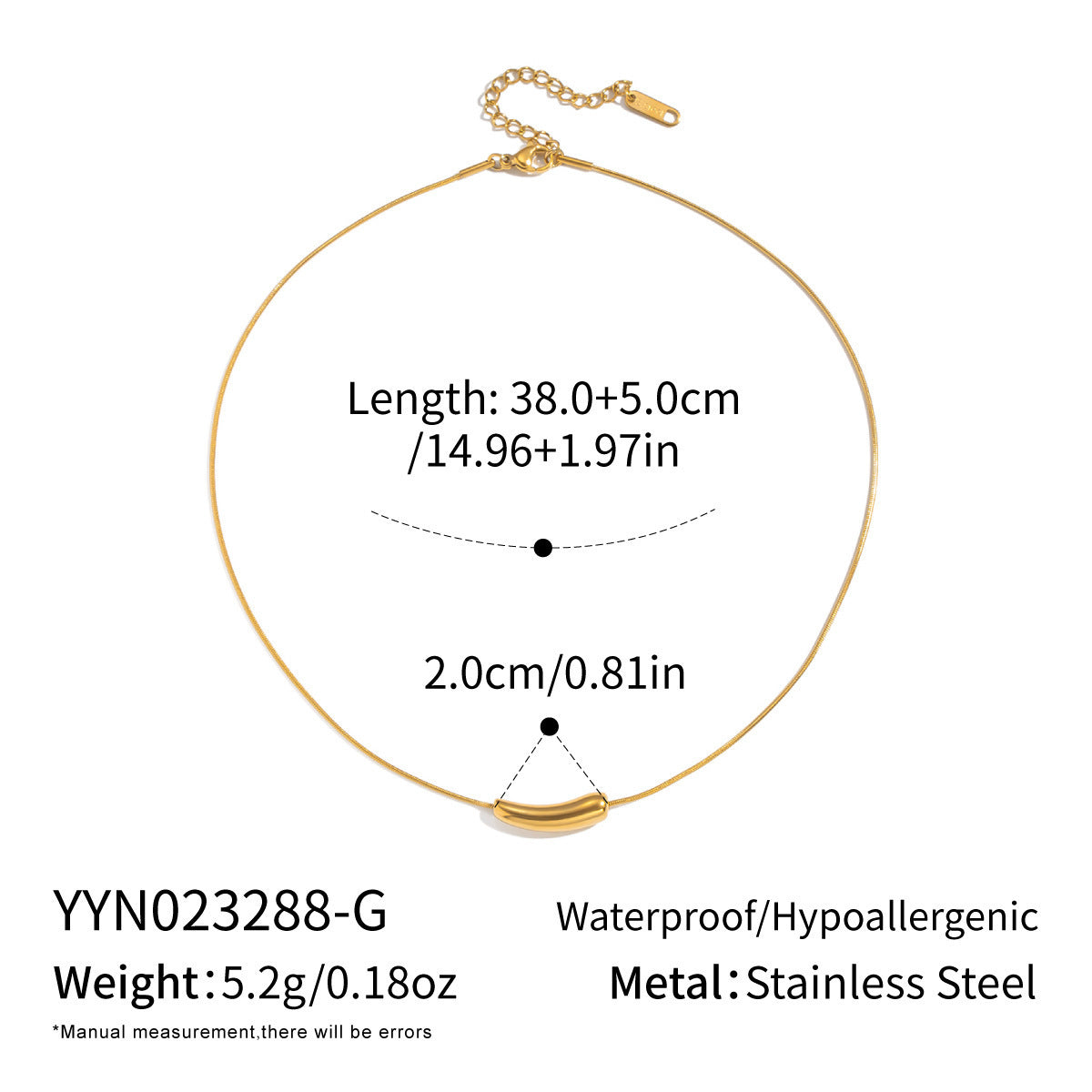 Collana con Ciondolo a Melanzana Minimalista Elegante Geometrico in Acciaio Inossidabile Placcato Oro con Catenina per Donna