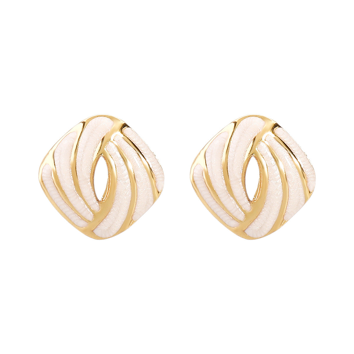 Orecchini da donna geometrici minimalisti in acciaio inossidabile con finitura smaltata stile vintage francese