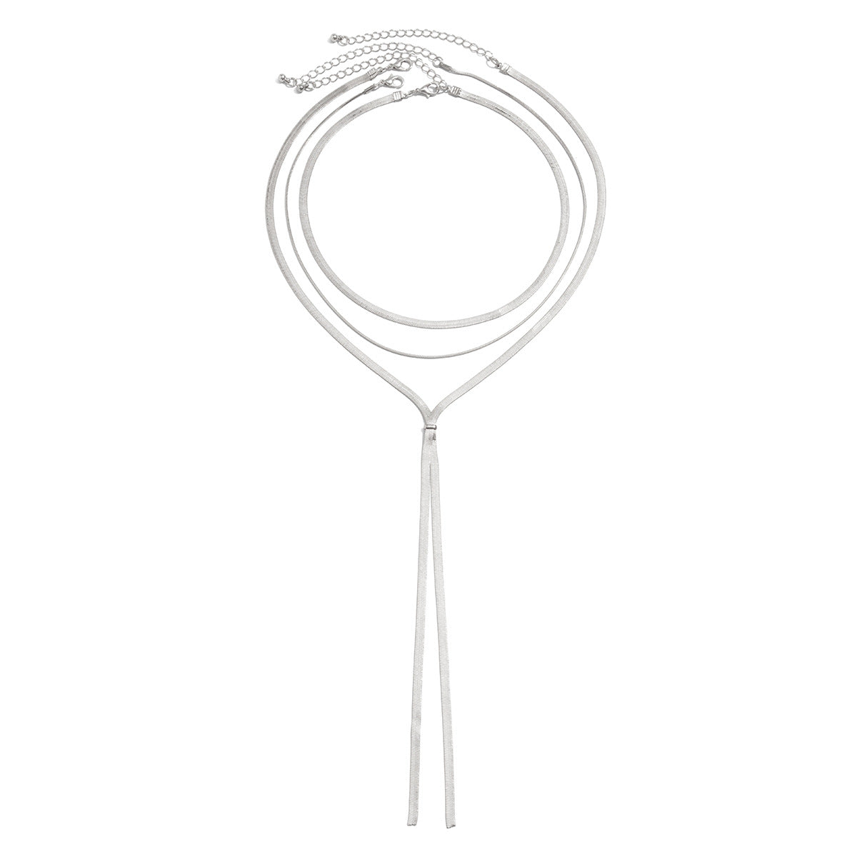 Hip-hop Geometric Brass Plated Snake Chain Necklace with Tassel for Women