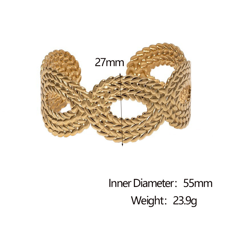 Minimalist Hollow-Out Stainless Steel Bracelet for Women with Infinity Symbol Design Plated Titanium Steel Luxury Fashion Accessory