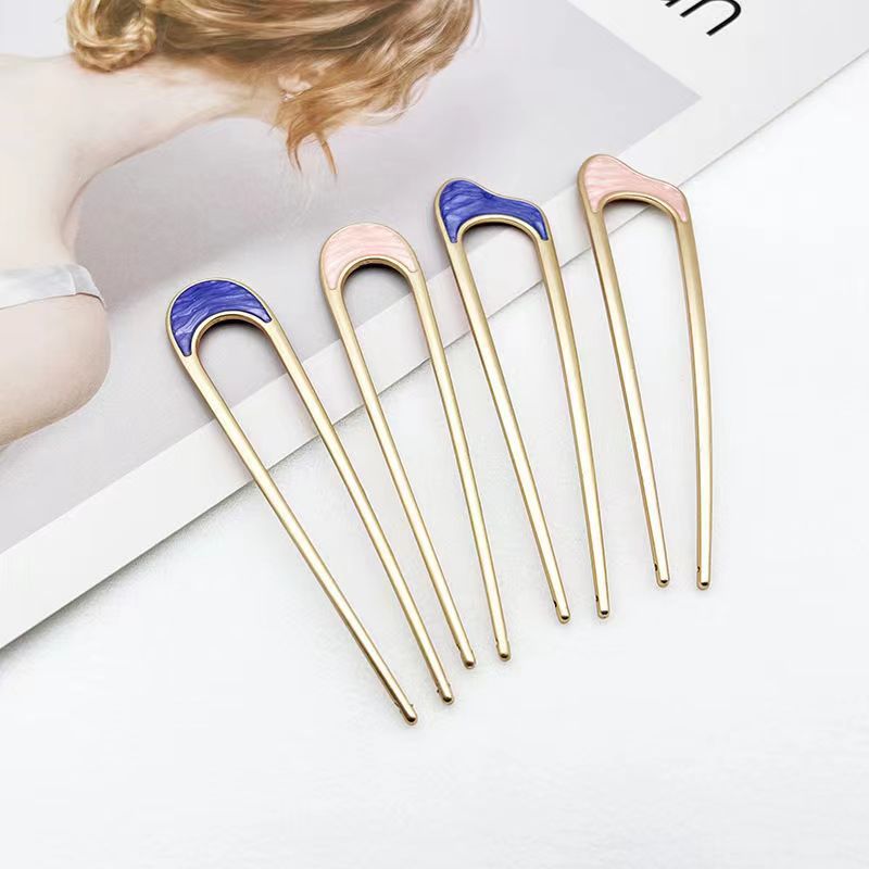 Minimalist Geometric Alloy Plated Hair Fork U-Shaped Hair Pin