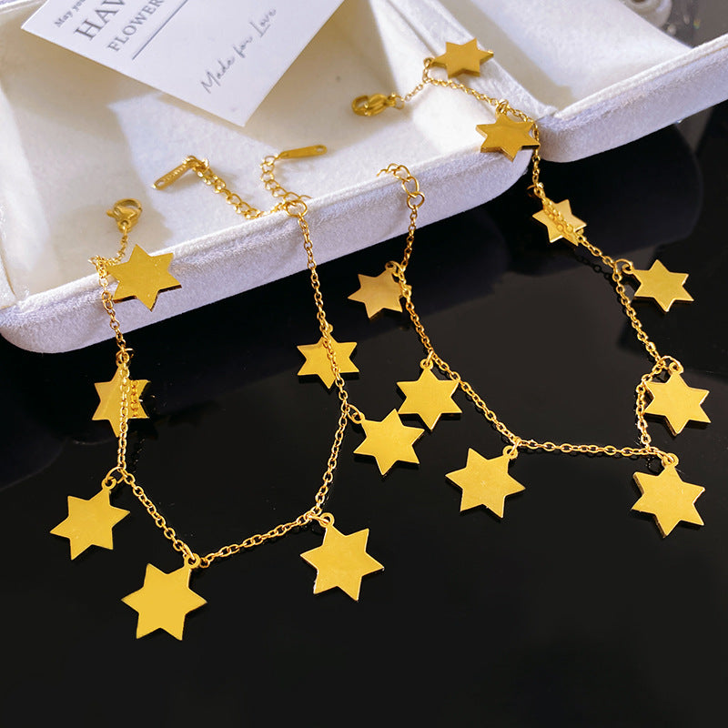 Six-Pointed Star Titanium Steel Plated Bracelet Unisex