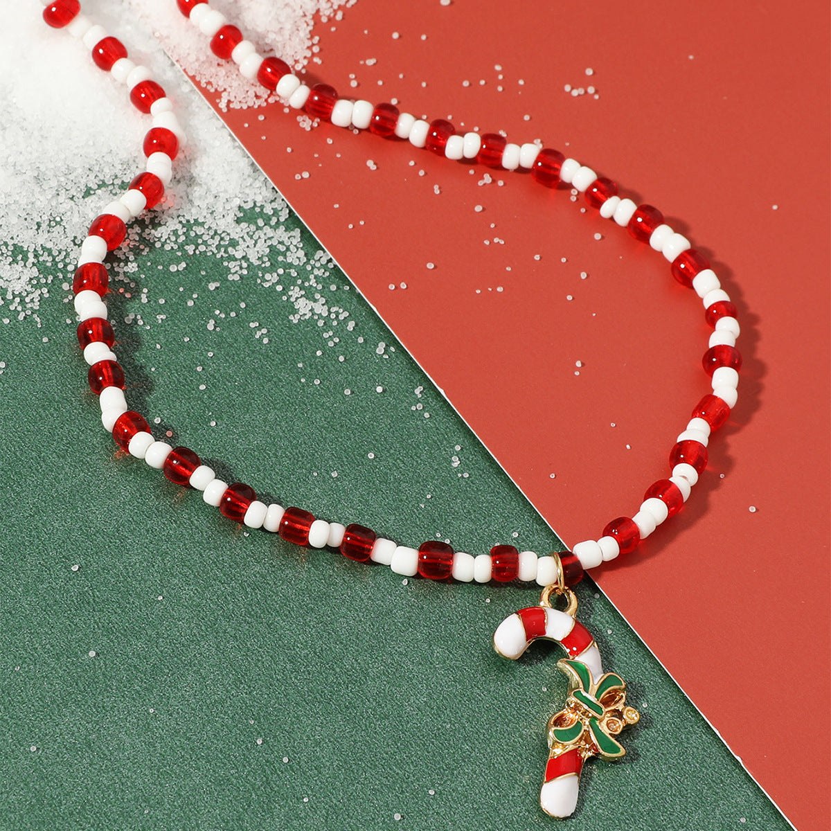 Collana di Perline Fatta a Mano con Pendente Geometrico in Lega per Le Donne Regalo di Natale Perline Miyu Rosse Girocollo
