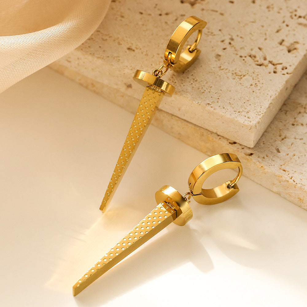 Minimalist Geometric Titanium Steel Earrings for Women with Irregular Leaf-Inspired Design