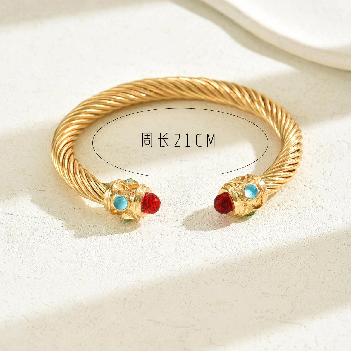 Pulsera geométrica de cobre a la moda para mujer con incrustaciones de diamantes de imitación, diseño de apertura ajustable para ir al trabajo