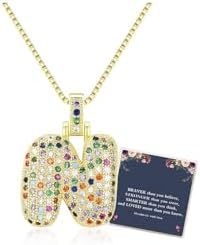 Sweet Hip-hop Letter Brass Cubic Zirconia Inlay Pendant Necklace Box Chain Unisex