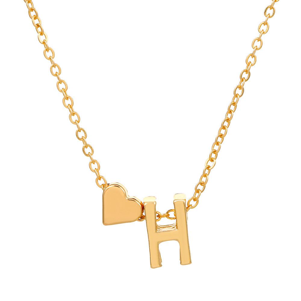Sweet Heart Letter Alloy Plated Necklace Singapore Chain for Women