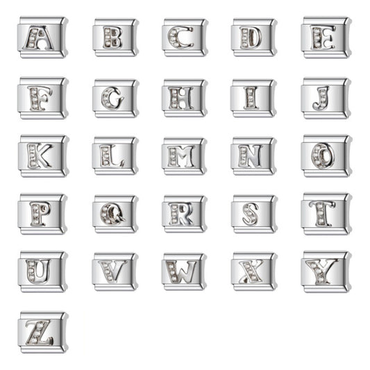 DIY Stainless Steel Letter Charm Bar Bracelet Unisex Modular Link Band