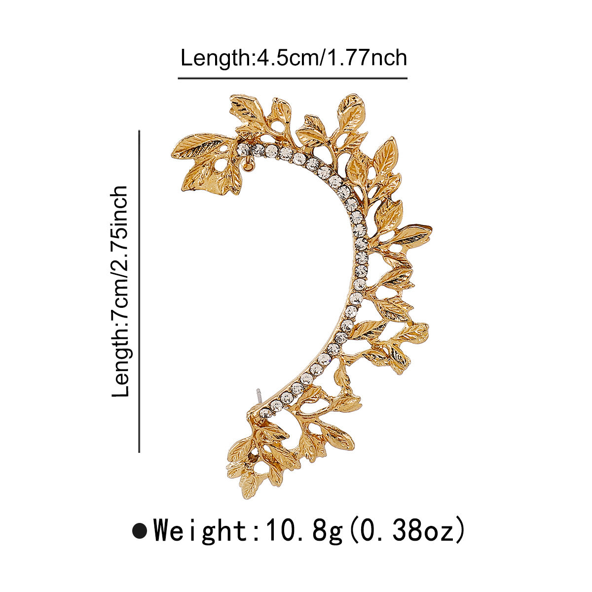 Orecchini da donna minimalisti geometrici a C in lega con intarsio di strass