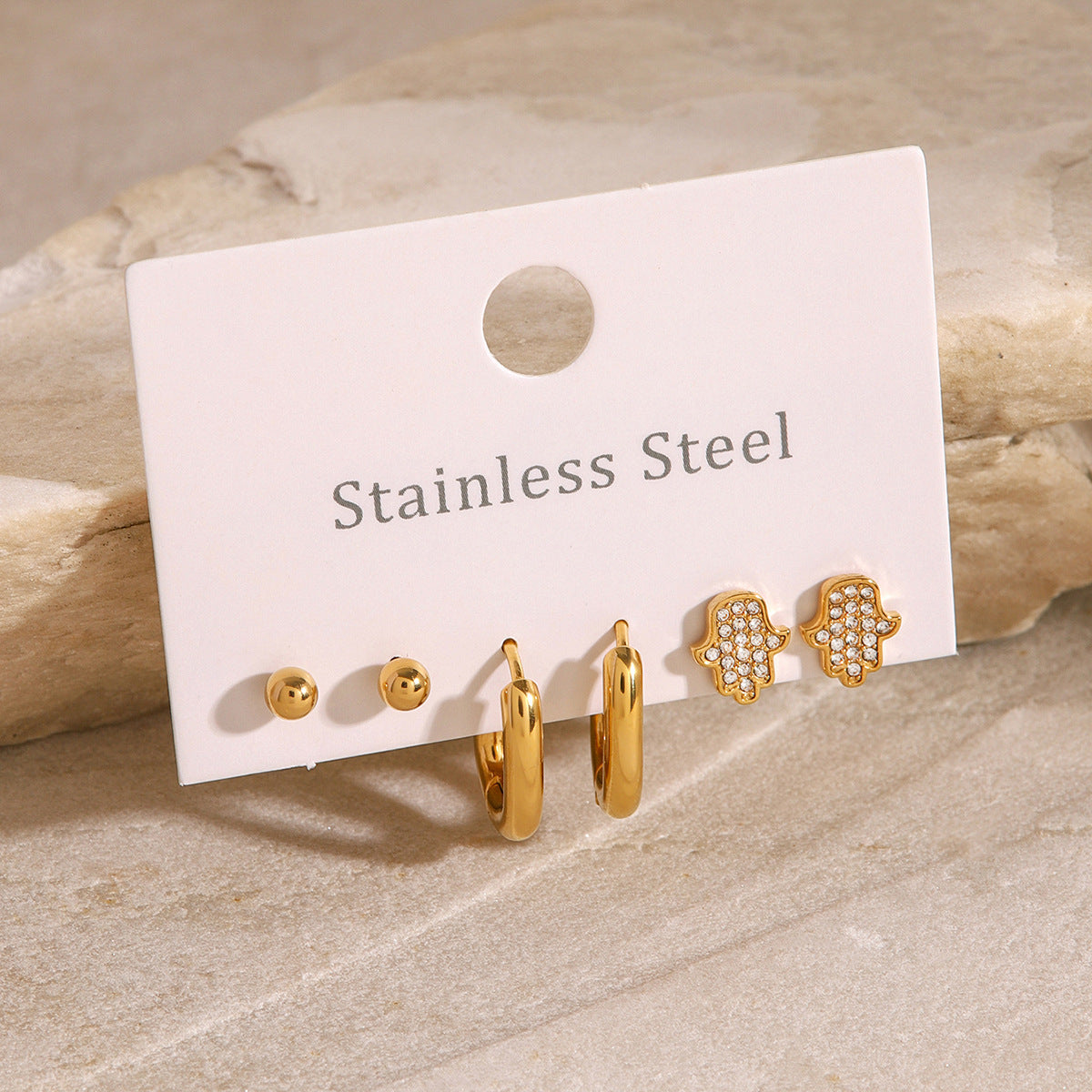 Pendientes Minimalistas Redondos Geométricos de Acero Inoxidable con Acabado Chapado para Mujer