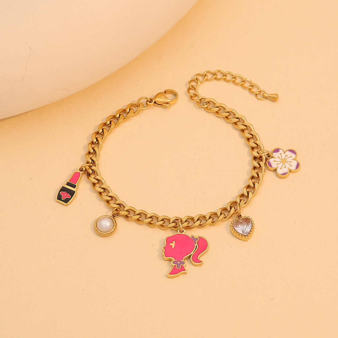 Fashionable Cartoon Character Pendant Necklace in Stainless Steel with Plated Finish for Women