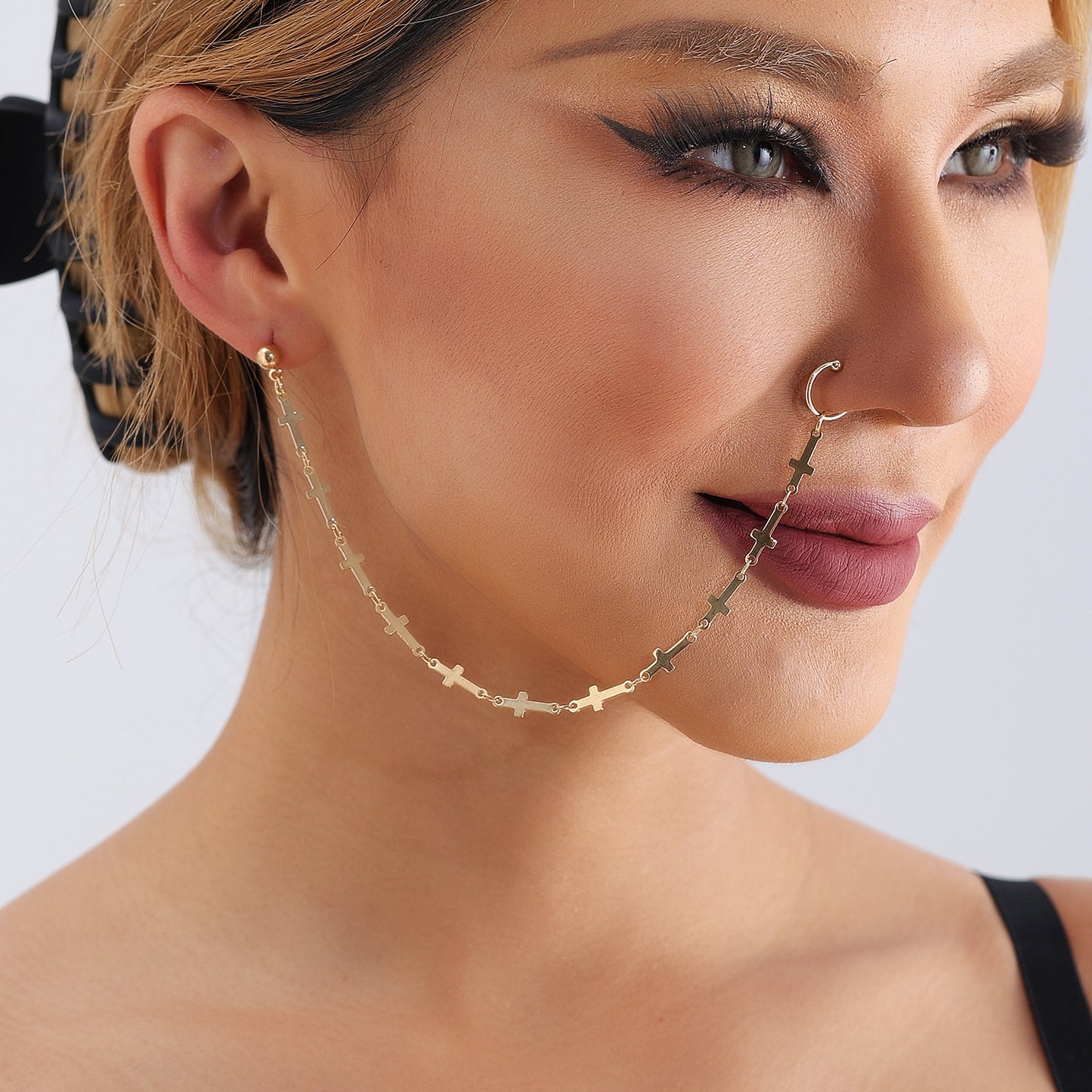 Ethnic Geometric Cross Plated Alloy Nose Ring for Unisex
