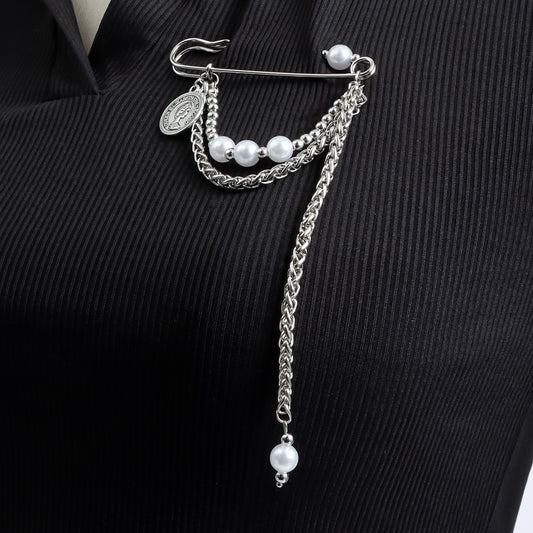 Geometric Portrait Brooch Alloy Plated Fashion Pin for Women