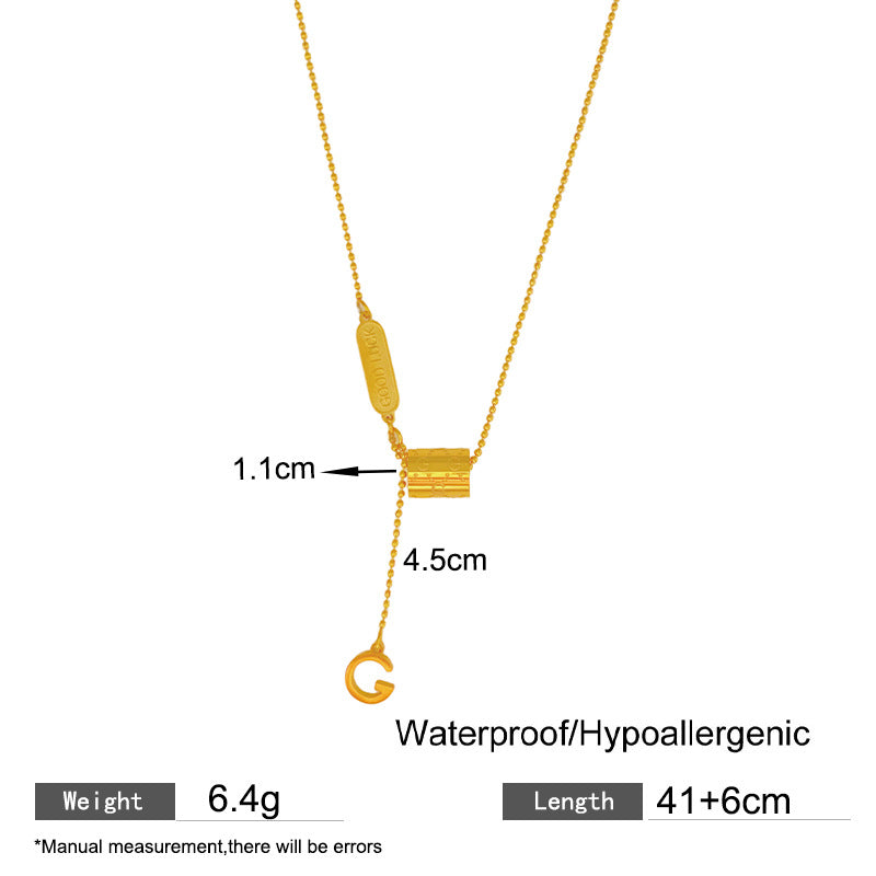 Plated Titanium Steel Letter G Tassel Necklace