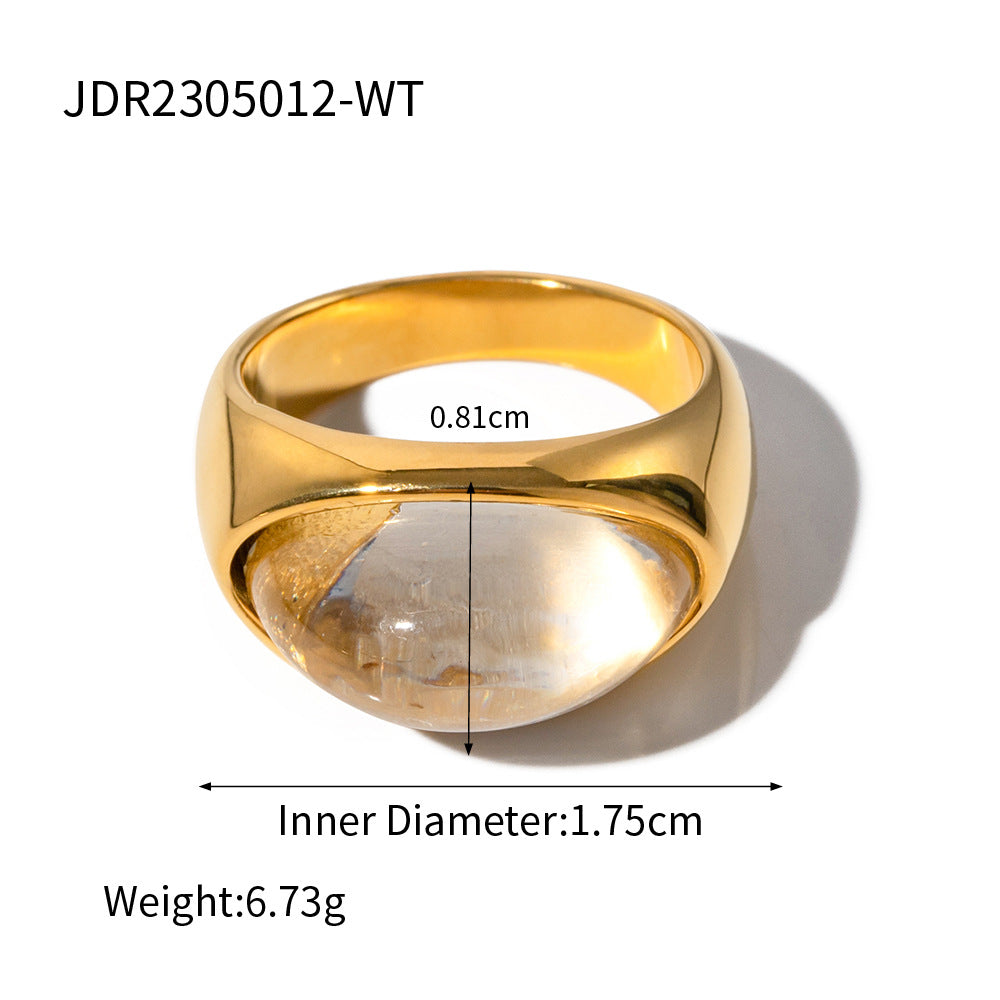Geometric Stainless Steel Ring with 18K Gold Plating, Hypoallergenic Fashion Band for Women