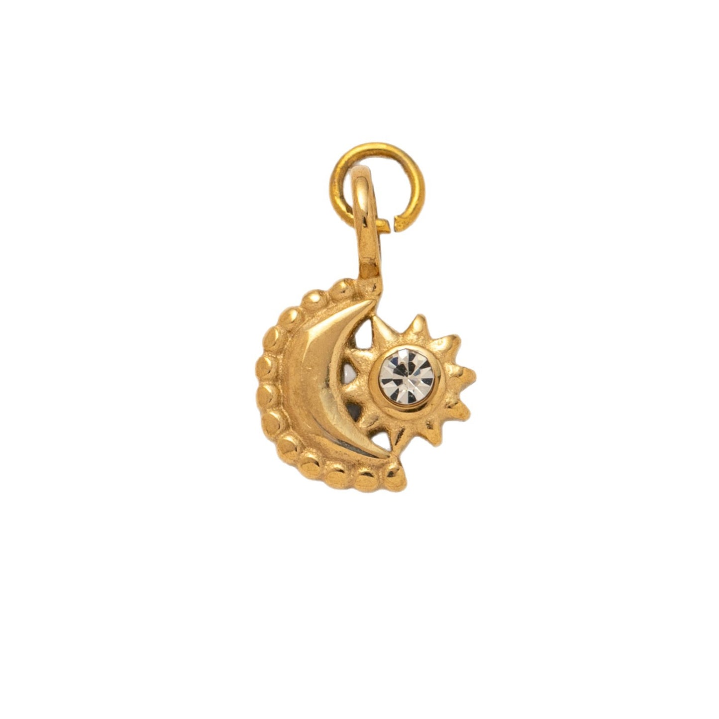 Collana con ciondolo geometrico unisex a barra a catena a maglie in acciaio inossidabile placcato oro 18 carati vintage Sole Luna