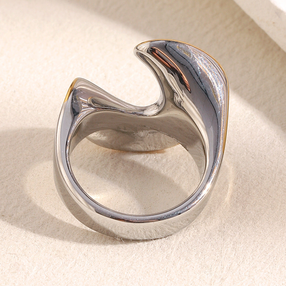 Anillo Minimalista Geométrico de Acero Inoxidable con Baño de Oro de 18K para Mujer