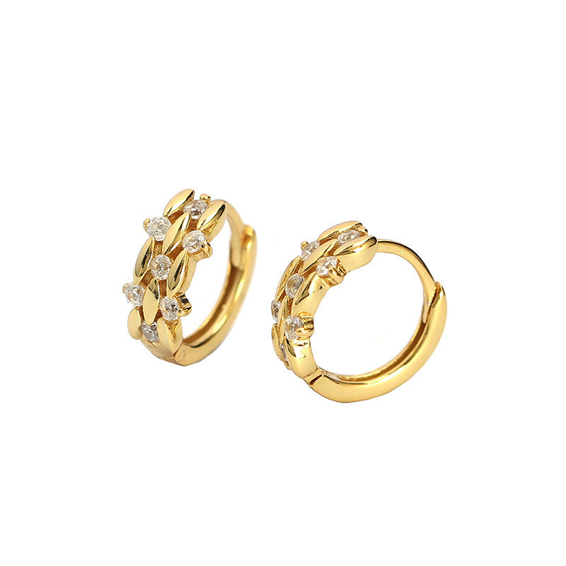 Minimalist 925 Sterling Silver Plated Geometric Round Diamond Hoop Earrings for Women