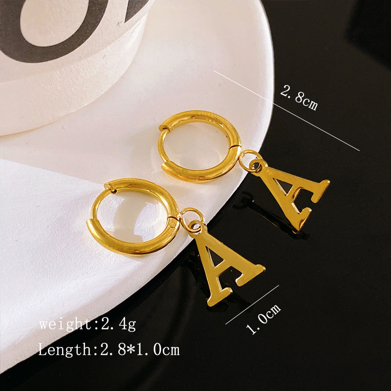 Minimalist Luxury Letter Brass Plated Earrings with Stainless Steel Posts for Women