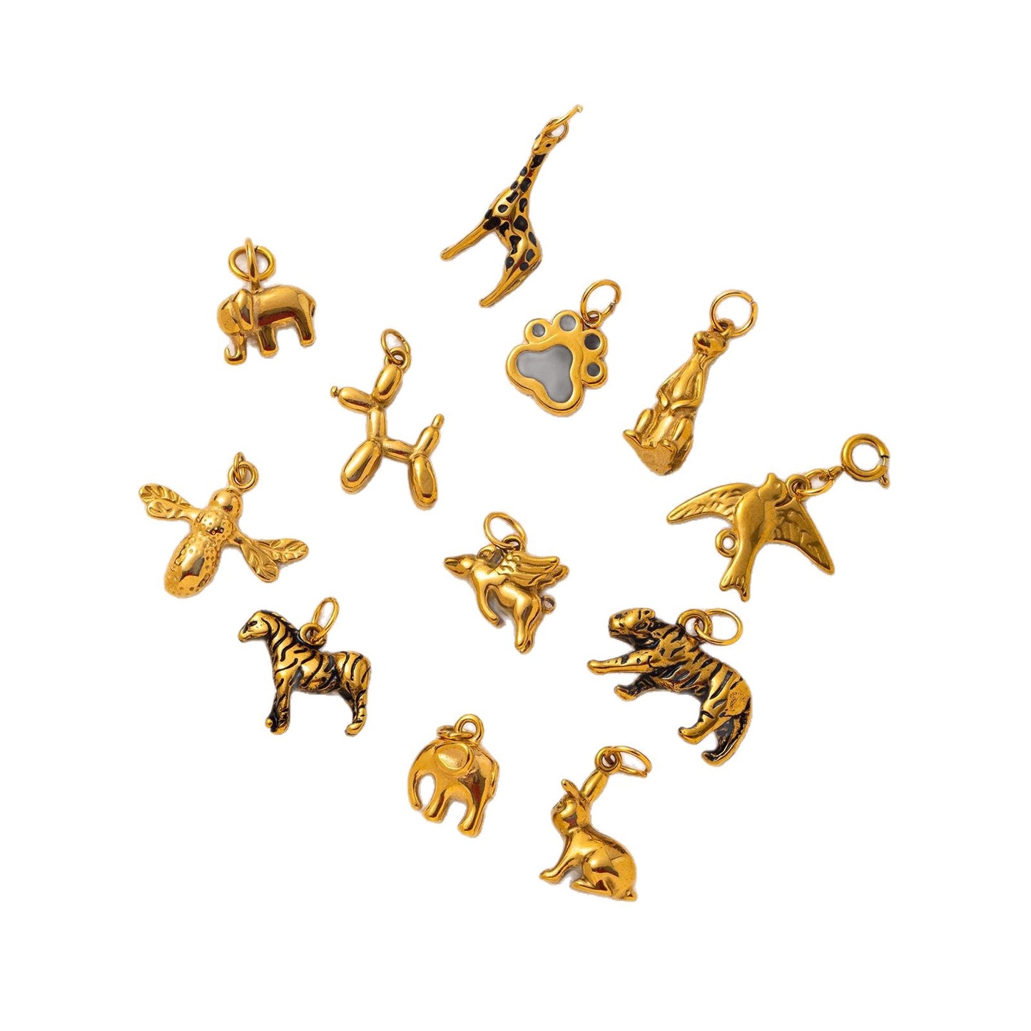 Minimalist Vintage Animal Stainless Steel 18K Gold PVD Plated Charm Bar