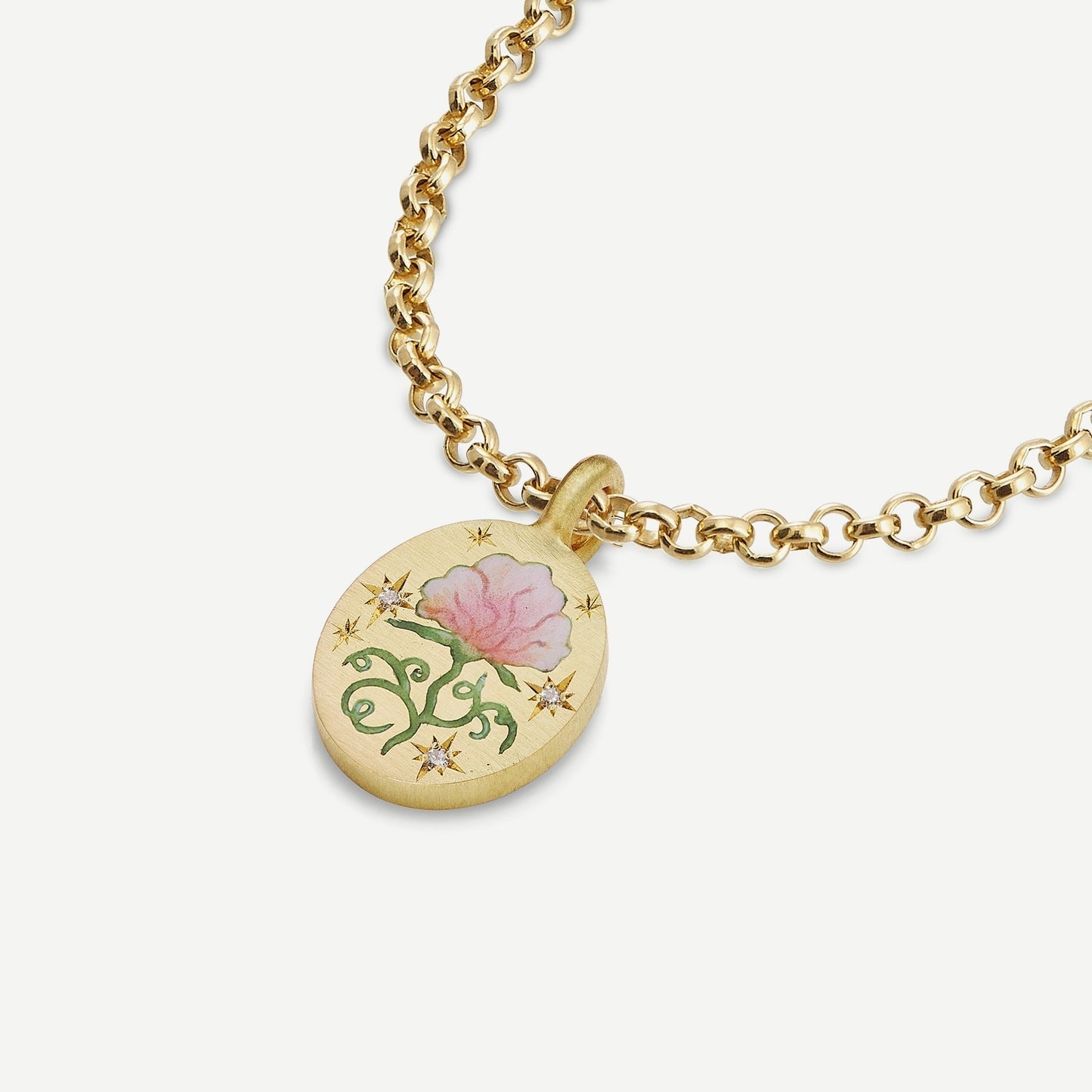 Personalized Floral Heart Pendant Necklace in Stainless Steel with Titanium Steel Pendant and Electroplated Finish