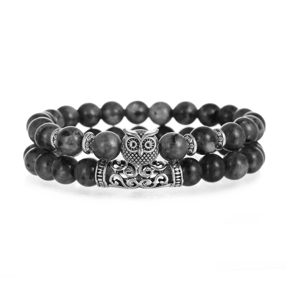 Animal Tiger's Eye Volcanic Stone Stretch Bracelet Set Unisex