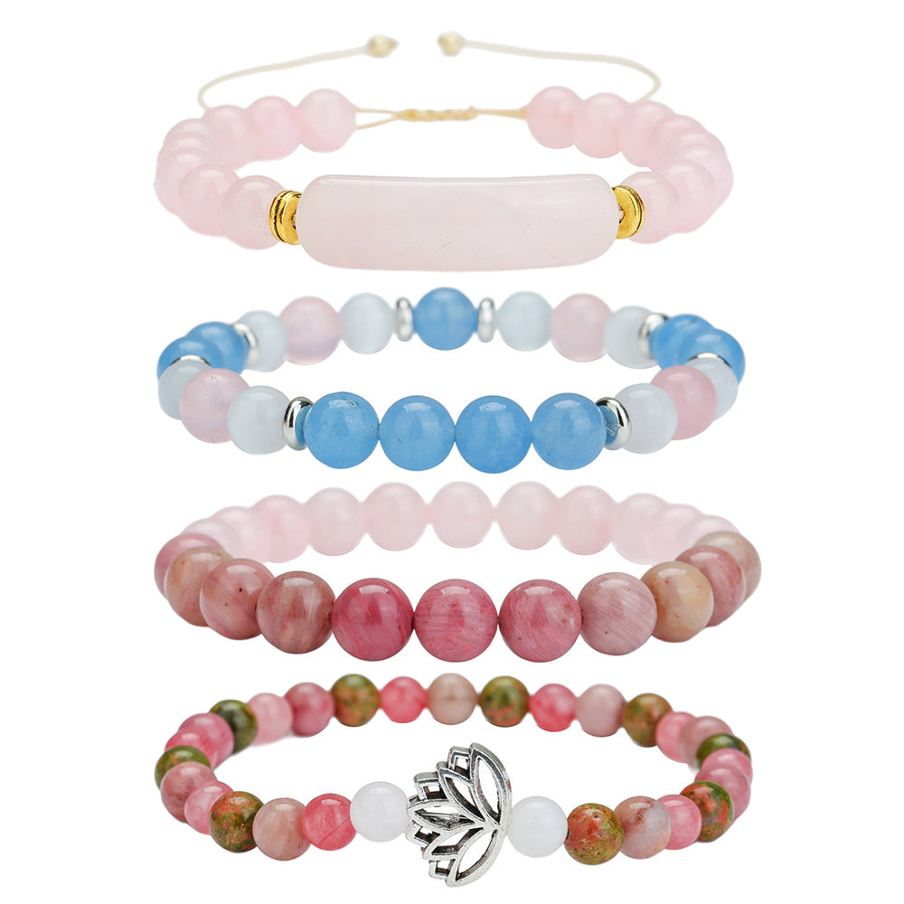 Fashion Zebra Print Round Crystal Beaded Bracelet for Unisex