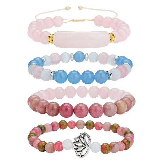 Fashion Zebra Print Round Crystal Beaded Bracelet for Unisex