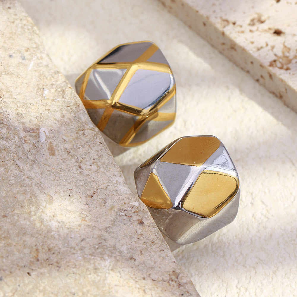 Anello geometrico minimalista da donna in acciaio inossidabile con placcatura in oro 18K