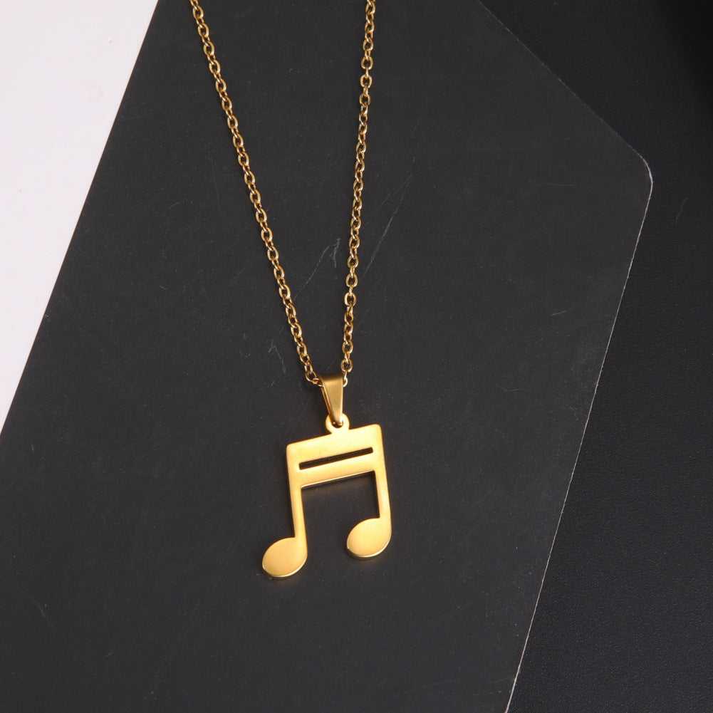 Collana pendente con nota musicale Hip Hop minimalista in acciaio inossidabile con ciondolo in titanio lucido per amanti della musica e amici, unisex