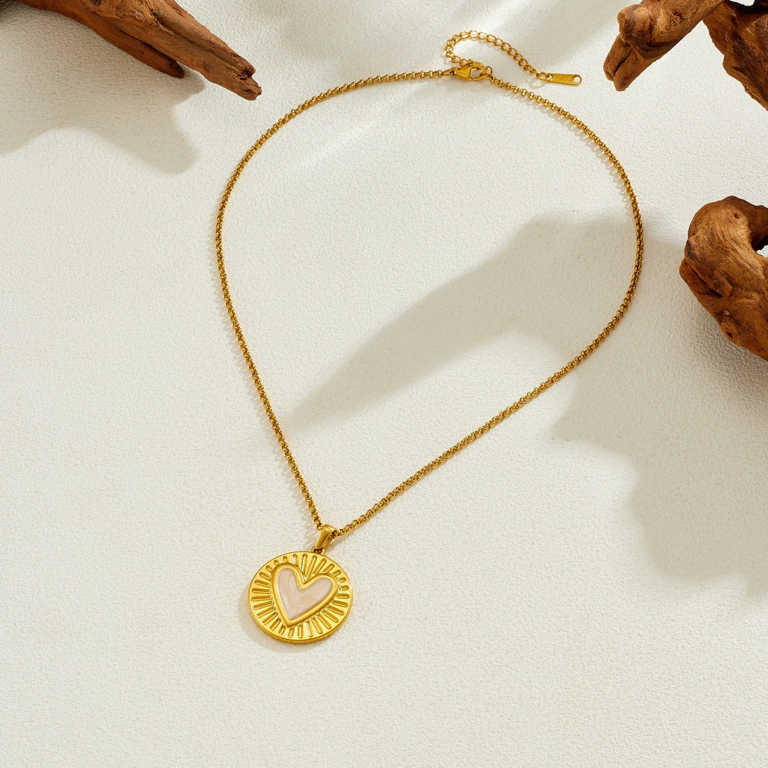 Gold Plated Drip Oil Heart Geometric Stainless Steel Pendant Box Chain Necklace for Women