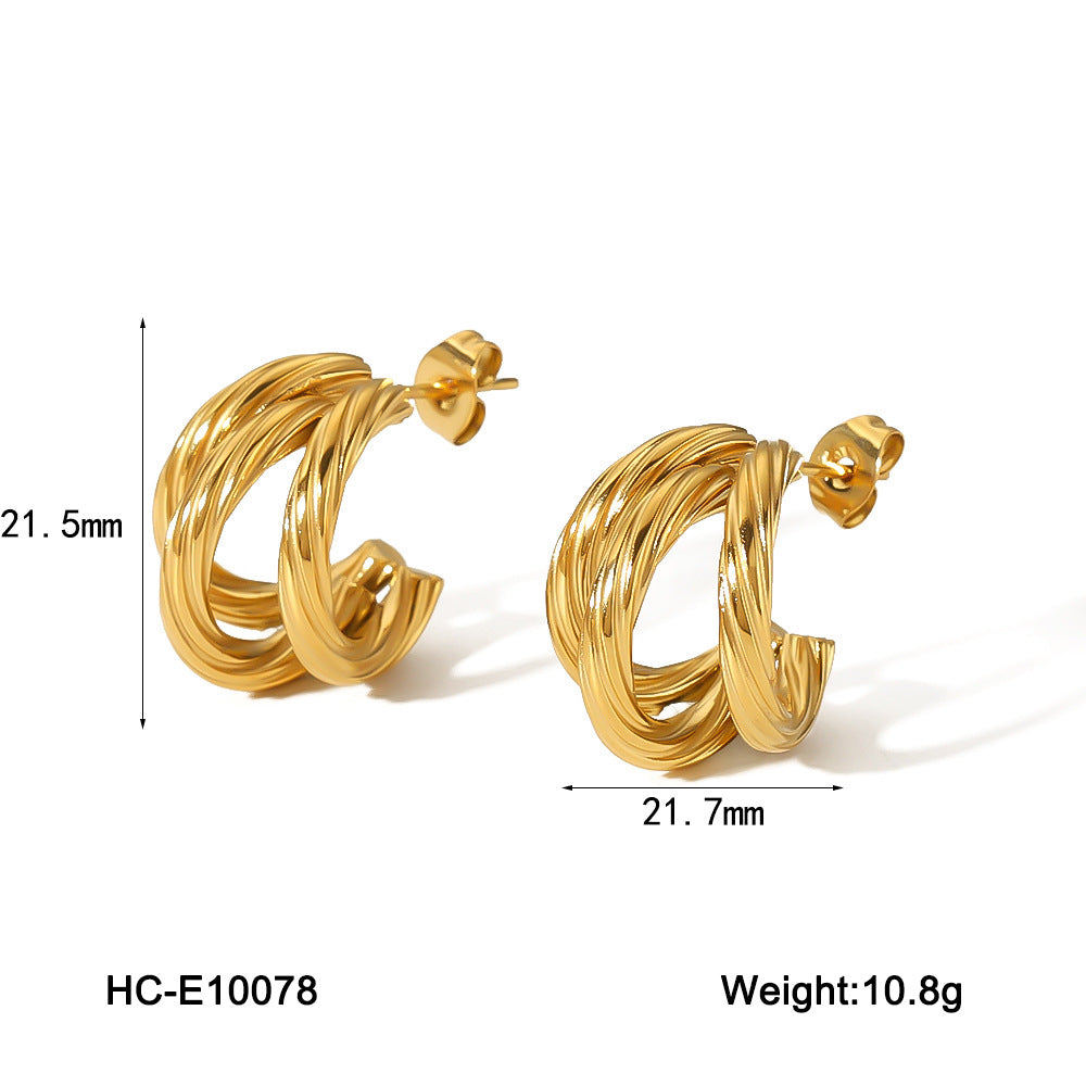 Geometric Stainless Steel Hypoallergenic Coil Earrings for Women with Plated Finish