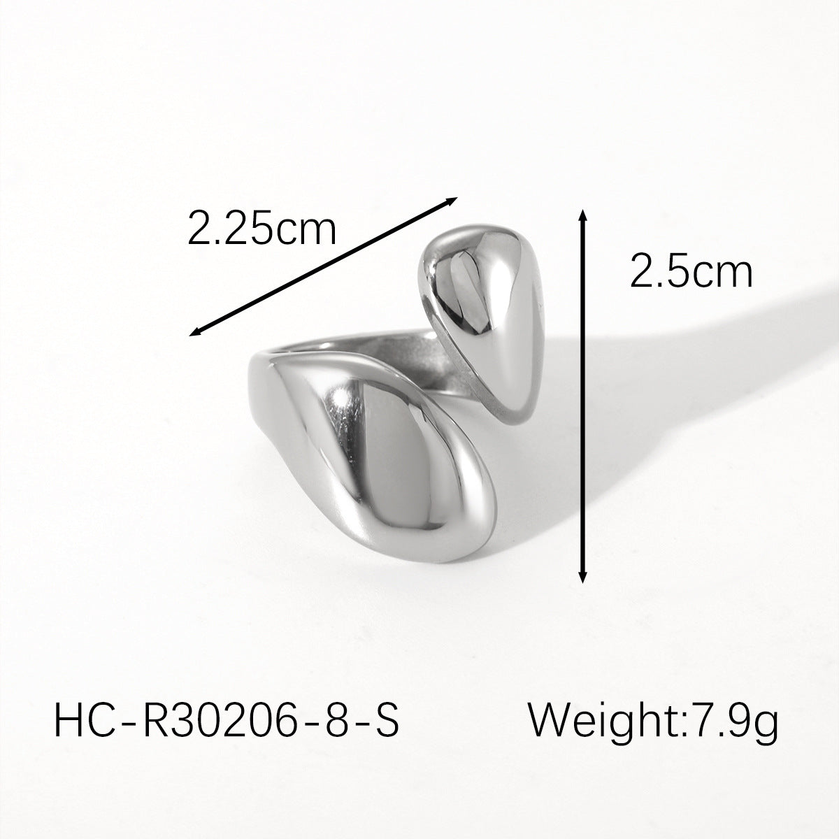 Anello Aperto Minimalista Asimmetrico Geometrico Gioielli da Donna in Acciaio Inossidabile Placcato Oro 18K