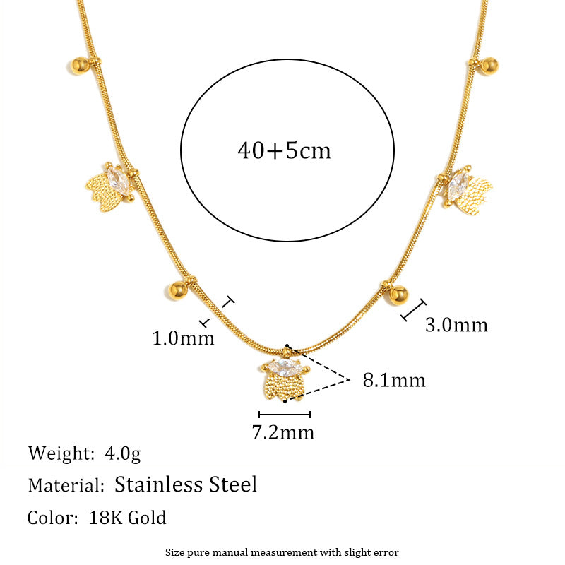 Minimalist Geometric Stainless Steel Plated 18K Gold Fine Chain Tassel Pendant Necklace for Women