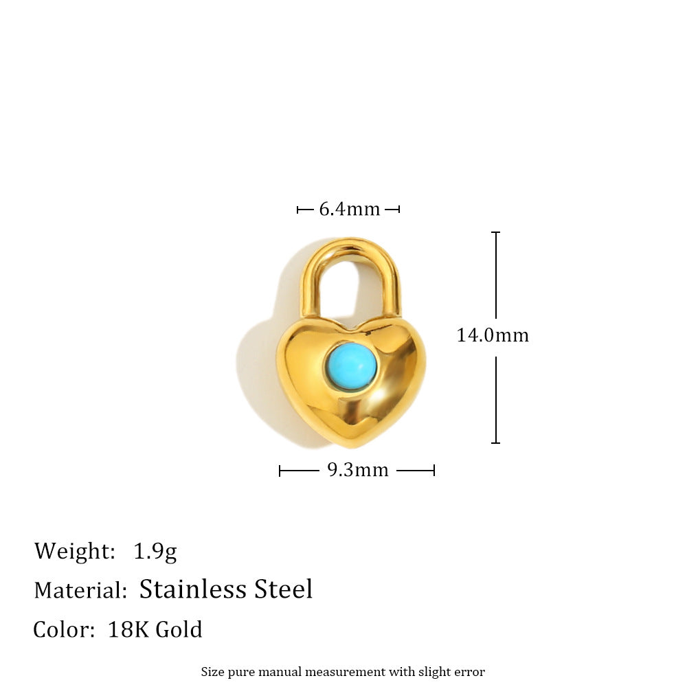 18K Gold Plated Stainless Steel Heart Pendant with Floral Rhinestone Charm Bar for Women