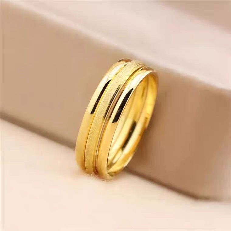 Minimalist Geometric Titanium Steel Ring for Women with Gold Plating Fashionable Index Finger Band