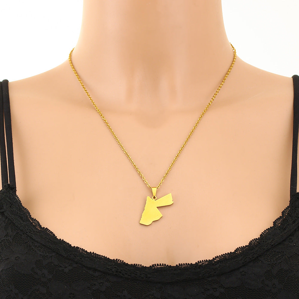 Collana con ciondolo geometrico per donna e uomo, catena a medaglione in acciaio inossidabile con ciondolo in acciaio al titanio e finitura galvanica