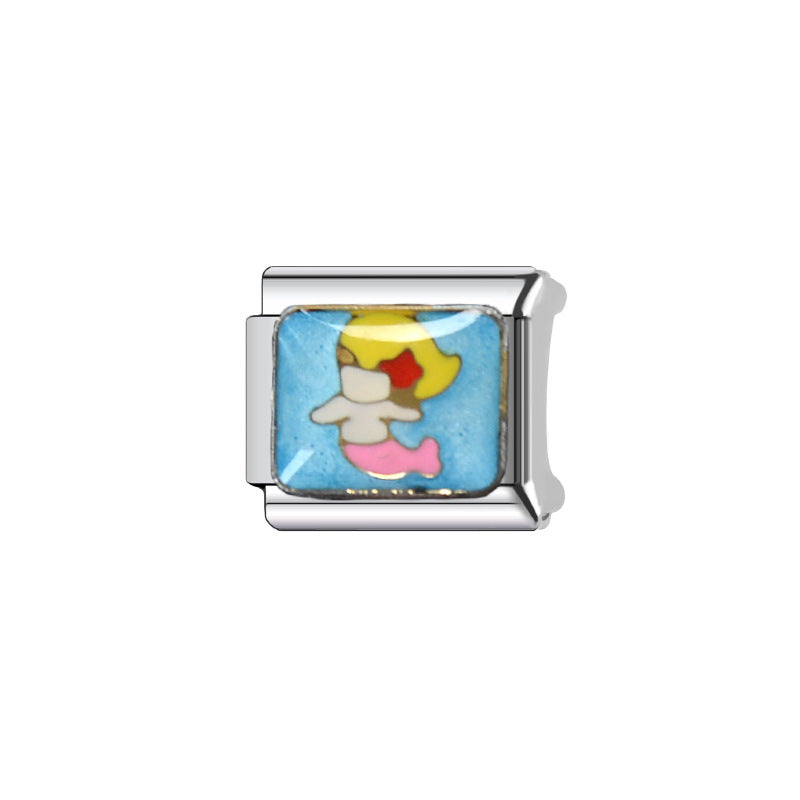 Elegant Plated Stainless Steel Cartoon Charm Bar Bracelet Unisex Fashion Jewelry