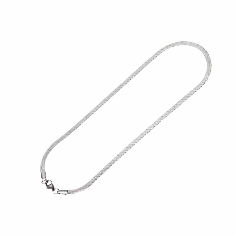 Collar de cadena minimalista de acero de titanio con hoja para hombres y mujeres, estilo hueso de serpiente pulido, joyería unisex de estilo urbano