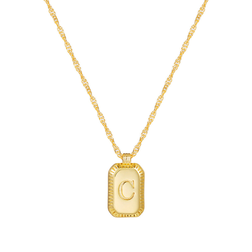 Sweet Gold Plated Brass Letter Geometric Titanium Steel Pendant Necklace for Women