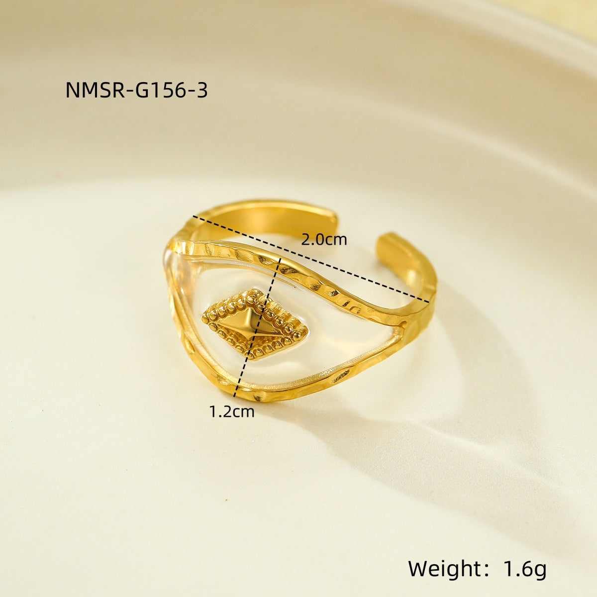 Light Luxury Floral-Shaped Stainless Steel Ring for Women with Epoxy Resin Preserved Flowers and Plated Finish